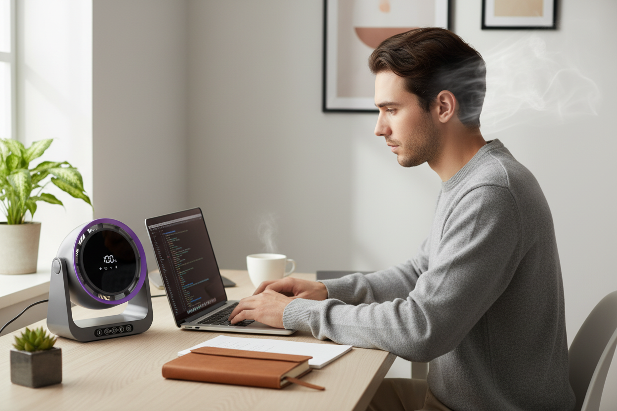 FocusFlow Air desk work scene